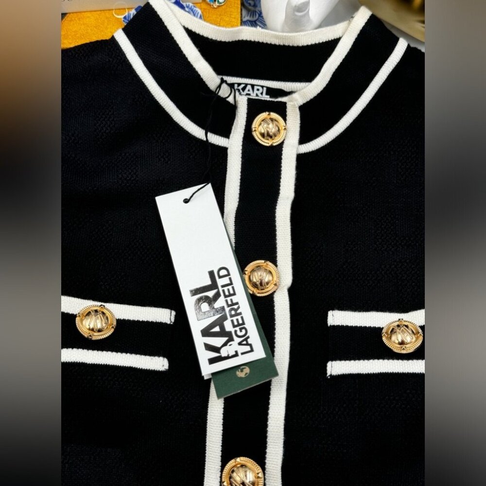 🆕KARL LAGERFELD🧿 NWT Classic Knit Dress with Embroidered Monogram, Black, Sz S - Picture 10 of 16